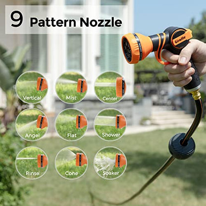 Giraffe Tools Retractable Garden Hose Reel 1/2 Inch x 155+5 ft and Hose Reel 1/2 Inch x 130 ft, Heavy Duty, Any Length Lock, Slow Return System, Wall Mounted and 180 Deg Swivel Bracket