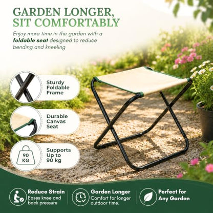 GardenHOME 7-Piece Garden Tool Set with Folding Stool & Storage Tote - style: 7piece