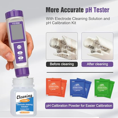 YINMIK Hydrogen Water Tester pH TDS Meter ORP Tester with Cleaning Solution
