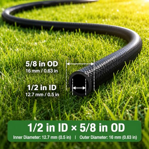 50 FT 1/2 Inch Drip Irrigation Tubing Kit:Premium Garden and Landscape Watering System-Drip Irrigation Hose with 2 Quick Connector 4-Way Connector,2 Quick Connector 6-Way Connector and Tube Cap - size: 50 FT