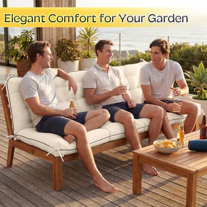 Oxford Fabric Swing Cushions with Backrest & Tie Straps for Patio Bench - color: Cream