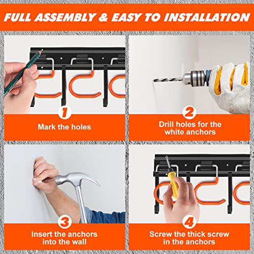 TVKB 34'' All Metal Garden Tool Organizer Wall Mount Garage Organizers and Storage with Hooks Tool Hangers for Shed - size: 34inch(17"x2pack)