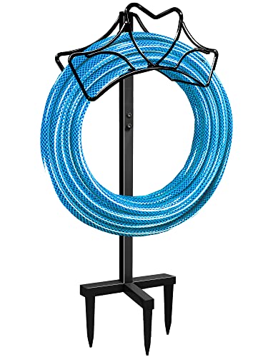 Artigarden Outdoor Garden Freestanding Hose Holder Stand, Heavy Duty Metal Water Pipe Storage Rack Stake for Backyard, Black - style: Heart Style