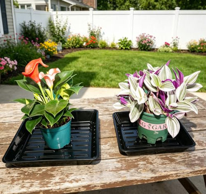 6 Pack 10" Square Plant Water Catcher Tray, Sturdy Plastic Saucer for Windowsill & Flower Pots, Black - color: Black, size: 10" - 6 Pack
