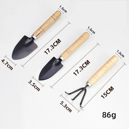 6Pcs Mini Gardening Tool Set, Shovel, Spade, Rake Kit with Ergonomic Wooden Handles, Ideal for Planting, Weeding, Cultivating, Gardening Plant Tool for Cactus Herbs Indoor Miniature Plants (2 Sets)