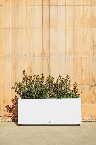 Veradek Block Series Long Box Planter - Rectangular Outdoor Planter - color: White, size: Large