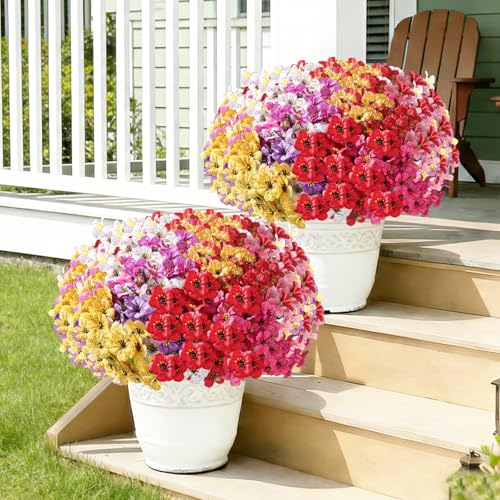 22 Pack Artificial Flowers for Outdoor Indoor Fake Plants(Multi-Colour) - color: Multi-colour, size: 22 Bundles