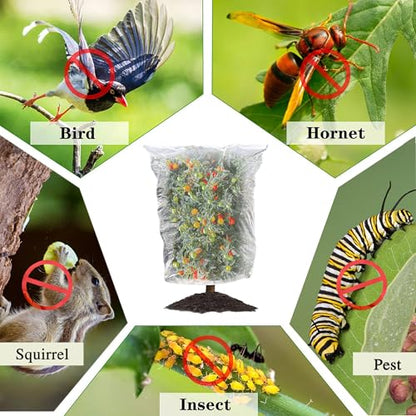 Drawstring Blueberry Netting for Bushes (4 Pack 5.91×5.25Ft) - Easy Install Reusable Garden Netting, Protective Mesh for Fruit Trees & Tomato Plants, Blocks Birds, Squirrels & Insects - size: 5.91×5.25 ft