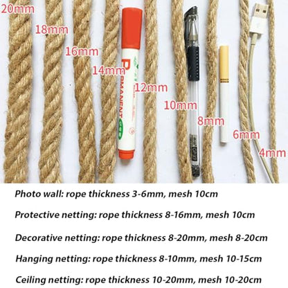 Natural Jute Hemp Rope Net,8mm Thick Safety Anti-Fall for Children Pet,Balcony Stairs Garden Playground Protection Net,Indoor & Outdoor Decor (Size:1M*3M(3.3FT*9.8FT)) - size: 1M*3M(3.3FT*9.8FT)