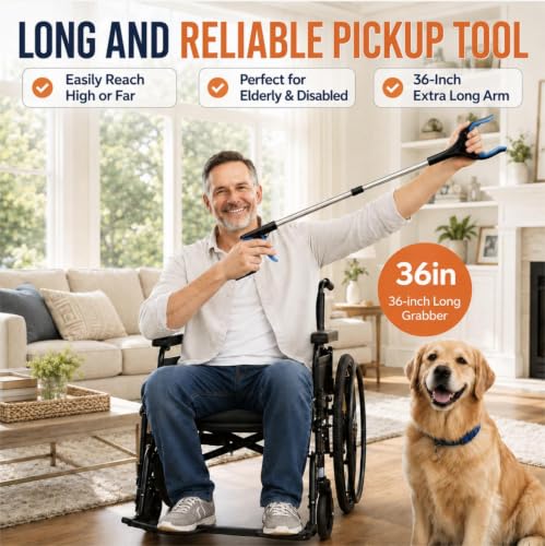 36" Grabber Reacher Tool, LEGENDONE Foldable Reacher Grabbers Pickup Tool for Senior, Post-Surgery Heavy Duty Upper Gripper, Wide Claw Trash Picker, Strong Grip| Powerful Magnet| 360° Rotating Head - color: 36"pink - 1pack