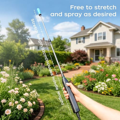 Battery Powered Garden Sprayer 2 Gallon with 2 Pressure Mode, 6 Spray Nozzles, Rechargeable Weed Sprayer Telescopic Wand, Adjustable Strap for Lawn Garden, Blue (Green) - color: Green