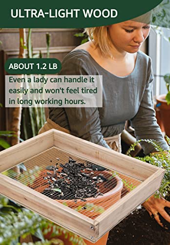 Soil Sifter for Garden Gardening Essentials Dirt Compost Rock Flower Sifter Garden Must Haves Gardening Gifts for Women Gifts for Gardeners 15.7" x11.8”x2.8” with 1/5” Mesh