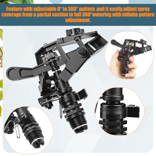 Honoson 4 Pcs 1/2 Inch Plastic Impact Sprinkler Heads Adjustable, Black - color: Black