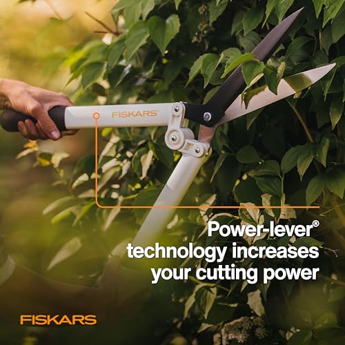 Fiskars 21" PowerLever Hedge Shears, Lightweight Garden Trimmer, White - style: Hedge Shears