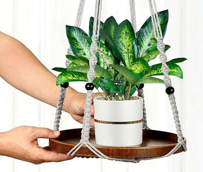 2 Pack Plant Hanger Indoor, Hanging Plant Shelf (12" + 10") - color: Light Grey, size: 2-Pack, 1-Tier