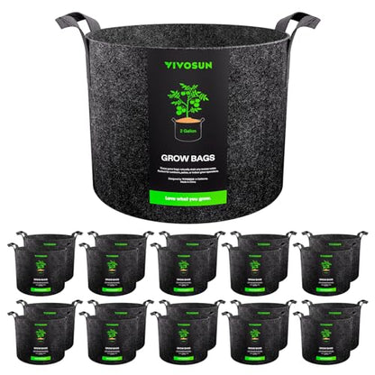 VIVOSUN 20-Pack 2 Gallon Plant Grow Bags Fabric Pots with Handles - size: 2 Gallons, style: 20-Pack