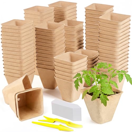 Peat Pots, 165 Pack 3.15 Inch Seed Starter Pots for Seedlings - size: 165 Pcs