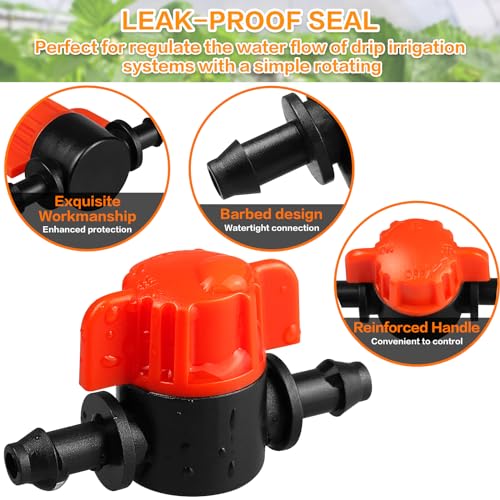 Gardrip 1/4" Drip Irrigation Valve - 25 Pack Shut Off Switch Fits 1/4 Inch Drip Tubing - Cut Off Valve for Garden Lawn Irrigation - color: Irrigation Valve-25P