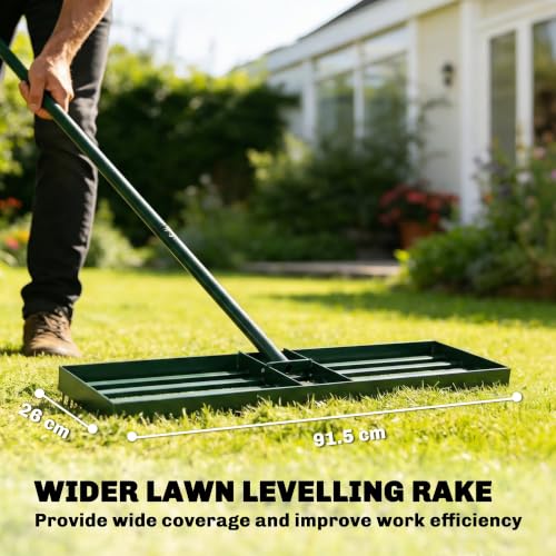 Outsunny Lawn Leveling Rake, 36" x 10" Heavy Duty with 66.5" Handle - size: 36" x 10"