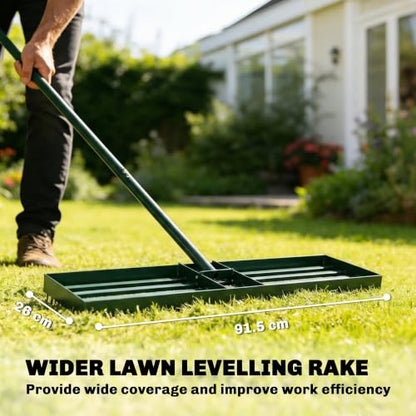 Outsunny Lawn Leveling Rake, 36" x 10" Heavy Duty with 66.5" Handle - size: 36" x 10"