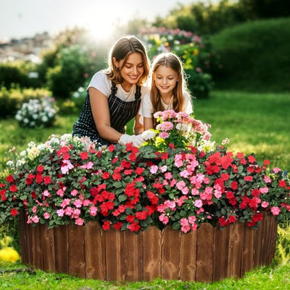 LINSHRY Wood Garden Edging Fence, Flower Bed Edging Borders, 8in H x 12ft L - size: 8in (H) x 12ft (L)