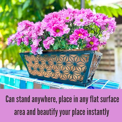 LaLaGreen Garden Wall Planter (16 in, 2 Pack) Black Patio Window Flower Box - size: 16" (41cm) x 2 pack