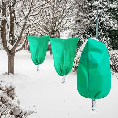 Homimp Plant Covers Freeze Protection, 4 Pack Frost Covers with Zipper Drawstring (71" x 47.3") Plant Protection Cover Bags for Outdoor Winter Frost Cold Weather Shrubs Trees Jacket Covers,Green - size: 47.3"W x 71"H