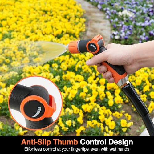 Besiter Garden Hose Nozzle Sprayer High Pressure Water Hose Nozzle with 4 Patterns with Adjustable Spray for Car Washing, Garden Watering, Patio Cleaning and Pets (Orange) - color: Lightorange