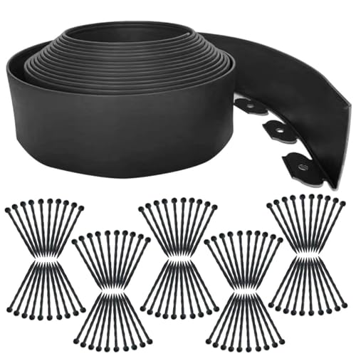 Garden Edging Borders 66FT,Landscape Edging Black[Extra Tall 4IN High] with 100pcs Stakes,Lawn Edging Border Flexible Garden Edge Plastic Fence for Tree,Flower Bed,Landscaping,Yard - color: Black, size: 4IN x 66 FT