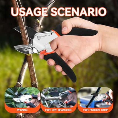 LeafLux 8" Professional Heavy Duty Anvil Pruning Shears with Anti-Rust SK-5 Blades, Garden Shears for Dry Stems and Small Branches, Gardening Scissors, Clippers for Wood, Non-Slip Handle. | LFXP1108S - color: 1108s