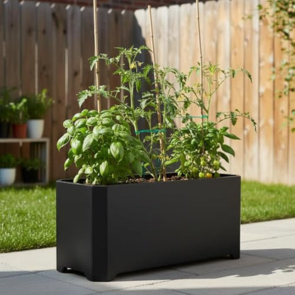 Metal Rectangular Planter Box 36"L x 15"W x 15"H Steel Black Planter Box - color: Black, size: 36"Lx15"Wx15"H