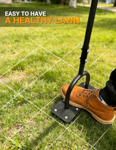 Aerator Lawn Tool for Garden Yard, Manual Yard Aerator with Heavy Duty 2" Pre-Installed Spikes, Dual-Screw Reinforced Handle for Stability, Grass Plug Aerator for Lawn Care Garden, Revives Lawn Health