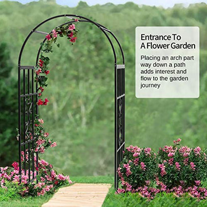 SCENDOR Metal Garden Arbor, Curved Iron Trellis Arch, Outdoor for Climbing Plants & Wedding Ceremony
