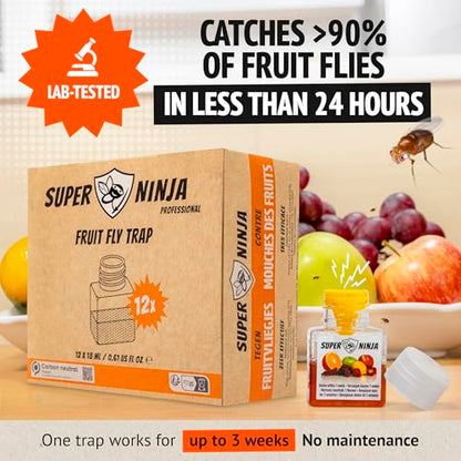 Super Ninja Fruit Fly Traps for Indoors, 12 Pack - size: 12 Traps