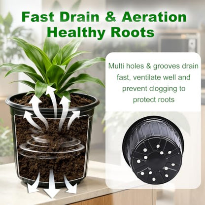 JERIA 30-Pack 3 Gallon Flexible Plant Nursery Pots,Thickened Soft Plastic Seedling Pots,Seed Starting Pot Flower Plant Container for Succulents，Seedlings - size: 3Gallon 30P