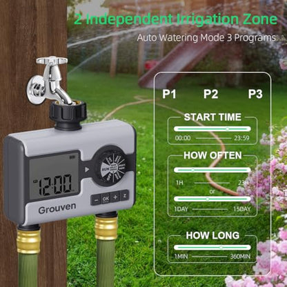Garden Sprinkler Hose Timer Automatic Watering System 2 Outlet - style: 2 outlets