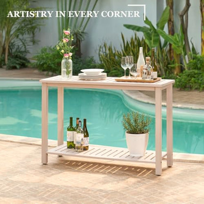 48" Narrow Outdoor Console Table - color: Whitewash