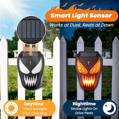 Solar Nocturnal Animal Repellent Outdoor, Waterproof Coyote Deterrent Devices with Predator Lights, Deer Repellent Devices - Repel Skunk Raccoon Opossum Fox Owl Hawk for Yard Garden Farm Chicken Coop