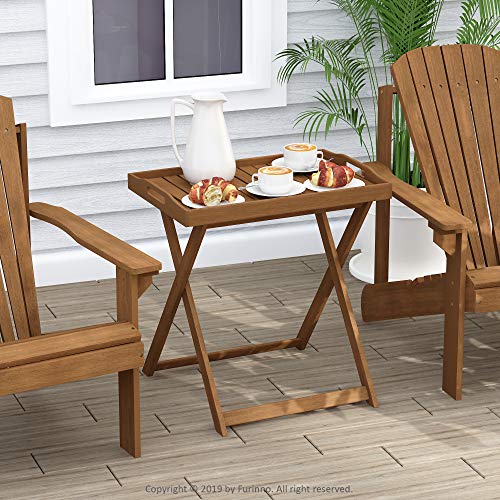 Furinno TIOMAN Outdoor Patio Tray Table, Natural - size: Large Folding Tray Table