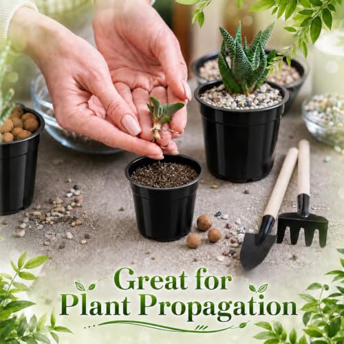240 Pack 2 Inch Nursery Pots, Mini Plastic Plant Pots for Seedlings(Black) - color: Black