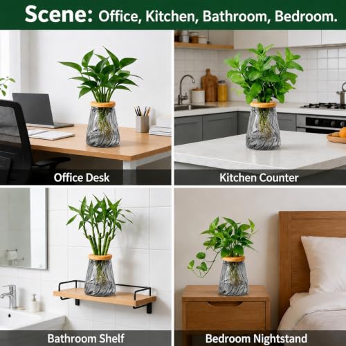 Desktop Plant Hydroponic Vases, Water Plant Jars, Gardening Gifts for Office and Home, Outdoor, Gray Glacier Pattern - color: Gray Glacier Pattern