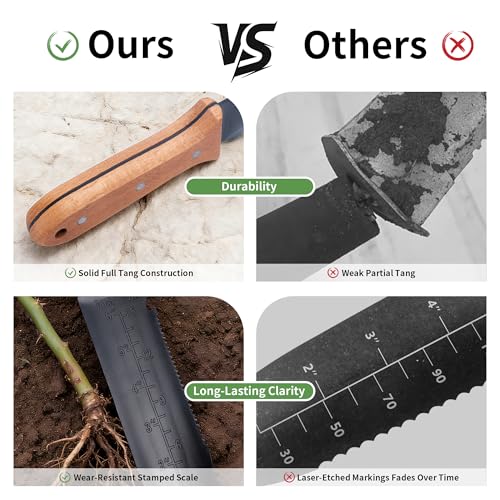 YANG Hori Hori Garden Knife, 7 Inch Garden Tools with Oxford Cloth Sheath - color: Spear-Point Garden Knife