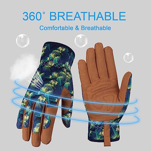 Bamllum Gardening Gloves for Women, Leather Garden Gloves - color: Putaohua