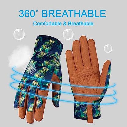 Bamllum Gardening Gloves for Women, Leather Garden Gloves - color: Putaohua
