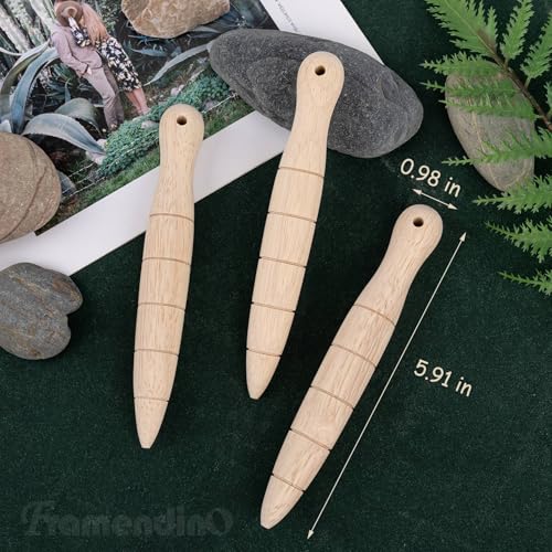 Framendino, 5 Pack Wooden Plant Dibber Wood Garden Sow Seedling Gardeners Planting Tools Dibble for Seed Plants