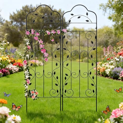 hogardeck Metal 60 * 18in Garden Trellis 2-Packs for Climbing Plants Flowers Vegetables Planting Arched Outdoor Decoration for Courtyards Lawns Gardens - size: 60*18 in