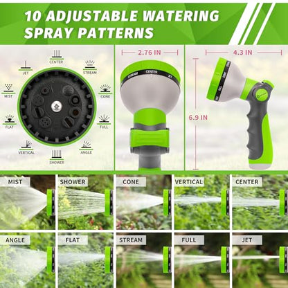 AUTOMAN Garden Hose Nozzle Sprayer - 10 Spray Patterns, 2 Pack Thumb Control Water Hose Nozzle Outdoor, Heavy Duty Spray Nozzles for Watering Garden, Cleaning Window, Washing Car, Showering Pets - color: Lawngreen