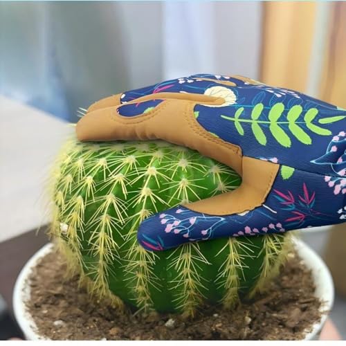 1 Pair Floral Print Garden Gloves, Puncture Resistant Breathable, Lead & PVC Free Ambidextrous, Gardening Planting Pruning - size: X-Large