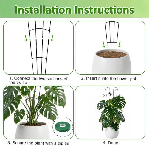 Monstera Plant Support - 32.6 Inch Tall Trellis with 2 Pack Plant Stakes for Your Large Climbing Monstera Deliciosa | Indoor Plant Climbing Frame for Potted Growth - size: 2-Pack Butterfly Plant Support