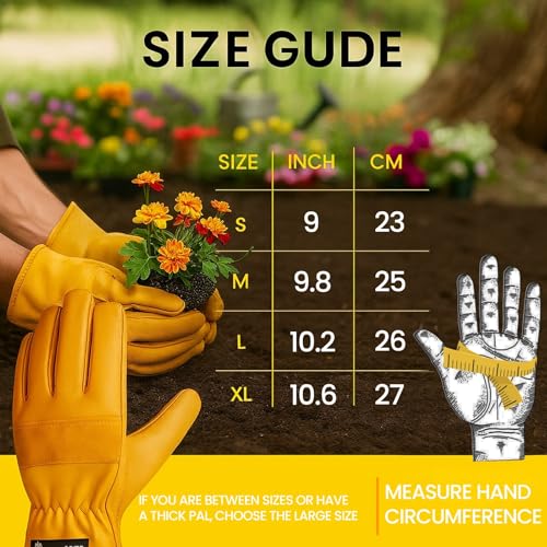 WESTWOOD FOX Safety Work Glove for Men and Women, Tough Leather Gardening Gloves, Anti-Slip Heavy Duty Rigger Work Gloves. - size: Medium